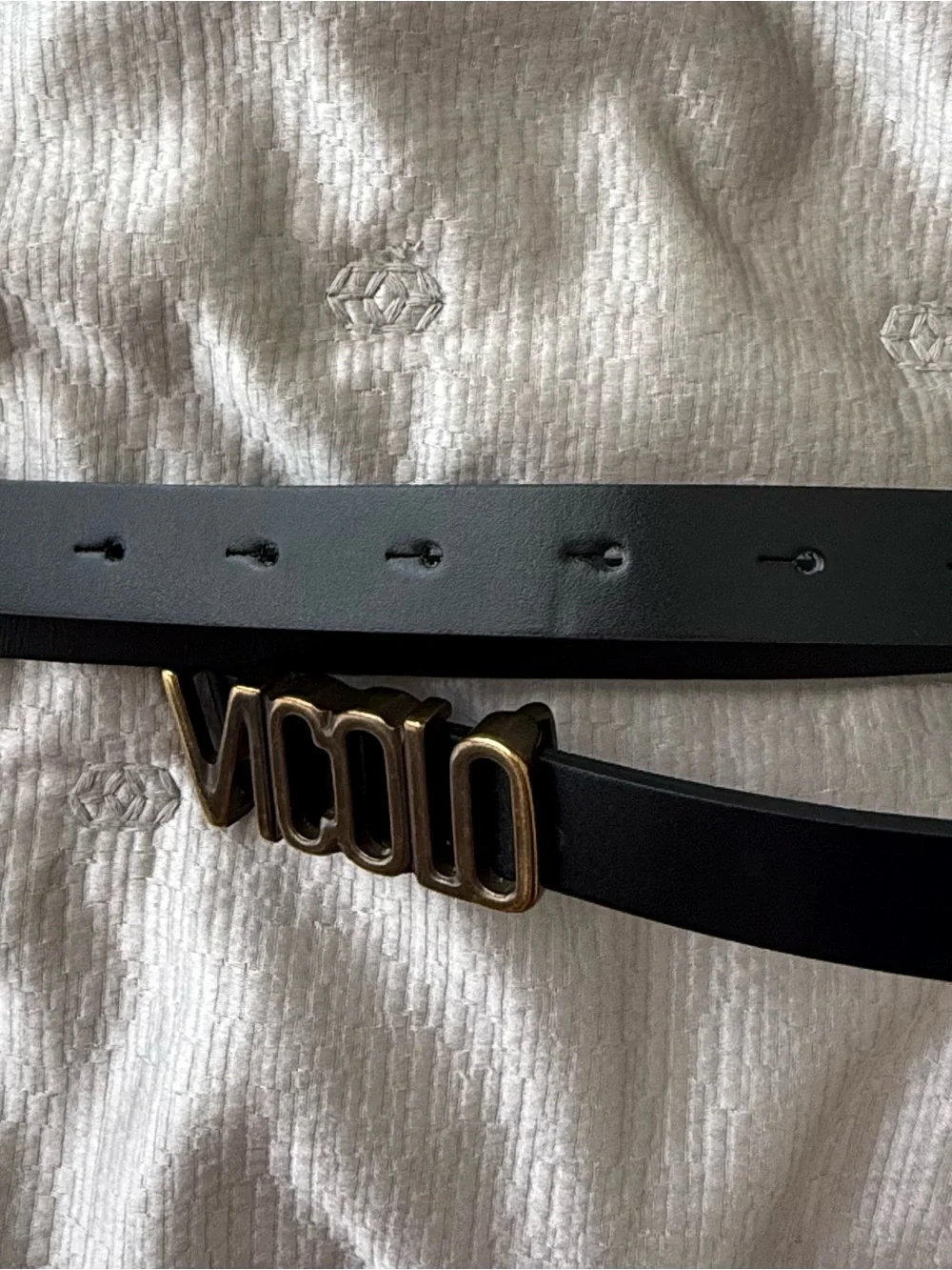 Vicolo Made in Italy Black Leather Belt with Brass Logo Buckle